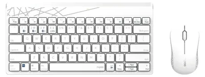 Produktbild von Rapoo 8000M, Mini, Kabellos, RF Wireless + Bluetooth, Mechanischer Switch, Grün, Weiß, Maus enthalten