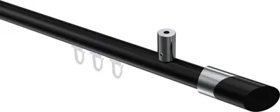 Produktbild von Interdeco Innenlaufstange / Gardinenstange mit Innenlauf Schwarz / Chrom, Typ Sonius Verano (Schräge Bicolor) Deckenmontage, 20 mm Ø 1-läufig, 160 cm