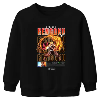 Obrázok produktu pre Rengoku Kyojuro Kimetsu no Yaiba Flame Hashira Anime Darček Uni detská mikina, čierna, 128