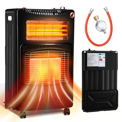 Produktbild von Peviasot 2-in-1 Gas- & Elektroheizung 4200W/1200W, Keramik & Quarz, 3 Gasstufen, ODS, 4 Rollen