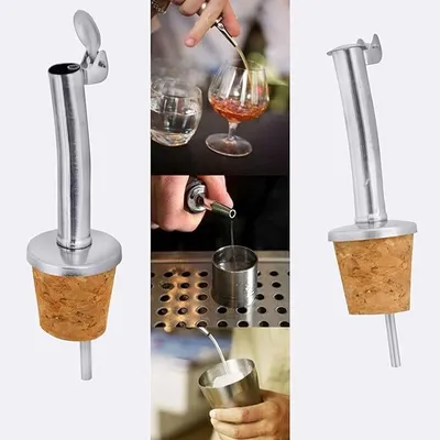 Produktbild von Layba Flaschenausgießer Korken Ausgießer Mit Kappe für Flaschen, dispenser Dosierung von Öl, Wein & Spirituosen Edelstahl x3