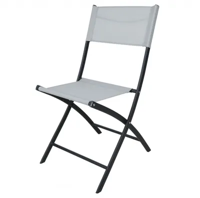 Immagine prodotto di Sedia pieghevole rivestimento tessile grigio chiaro nero - Sedia da campeggio Sedia pieghevole Sedia da giardino Sedia da balcone Sedia pieghevole
