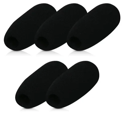 Productafbeelding van kwmobile microfoon windbescherming, compatibel met diverse microfoons - 5 stuks schuimrubberen hoesjes met de afmetingen 4,8x2,4x1,2 cm, zwart