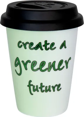 Obrázek produktu pro Könitz Coffee-To-Go Mug Eco - zelenější budoucnost, hrnek na kávu, hrnek, šálek, porcelán, 380 ml, 11 5 162 2456