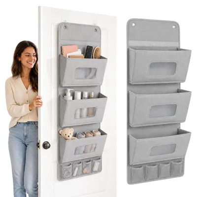 Hängeorganizer 3-lagig 40x90 cm mit 2 Haken grau