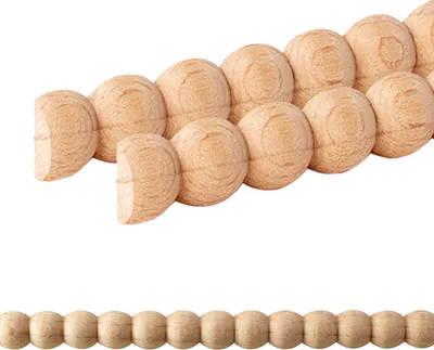 Produktbild von Holz Profilleiste in 12 x 5,5 x 1000 mm | 2er Set - 2 Meter | Schnitzleiste Halbrundstab aus Buchenholz SB-730 mit 3D Perl-Motiv