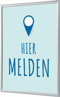 Produktbild von Showdown Klapprahmen - DIN A4 - Komplett-Set - Hier Aanmelden Niederländisch - Blau/Silber