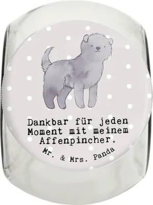 Produktbild von Mr. & Mrs. Panda Dose Affenpincher Moment L 870ml - Grau Pastell - Geschenk, glasbehälter, Vorratsbehälter, Vorratsglas, Keksdose, Bonbonglas