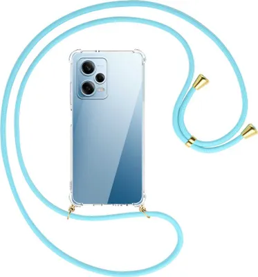 Produktbild von Handykette Backcover-Schutzhülle mit Band (Metall goldfarben) für Xiaomi Redmi Note 12 Pro (6.67'') - himmelblau