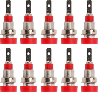 Image de 10Pcs Banana Socket Brass 2mm Panel Socket Connector Terminals for Electronic Industrial EquipmentRed