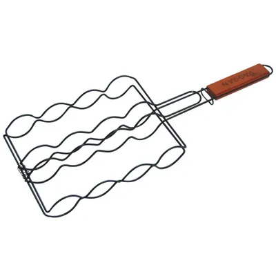 Zdjęcie produktu dla Ruszt do grillowania kiełbas metalowy czarny nieprzywierający 50x19 cm