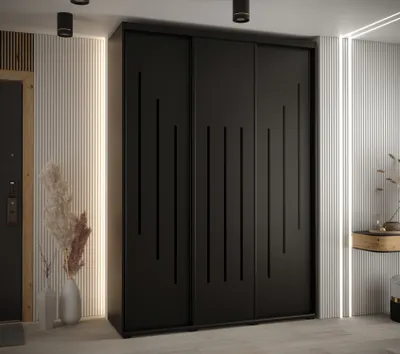 Produktbild von Kleiderschrank ASIRI 8 - 170/45 cm, schwarz/schwarz