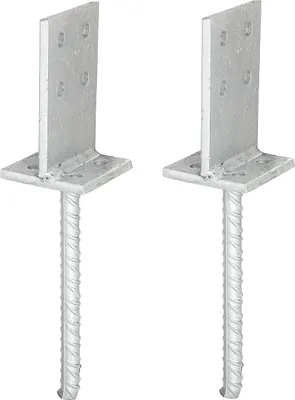 Image de Support de poteau en T Alberts avec traverse, galvanisé à chaud, à sceller dans le béton ou à visser, hauteur de la traverse : 130 mm, largeur de la traverse : 80 mm