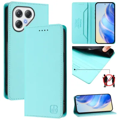 Produktbild von Lederhülle für Tecno Pova 7 4G Hülle Flip Brieftasche Kartenfächern Ständer Schutzhülle Türkis