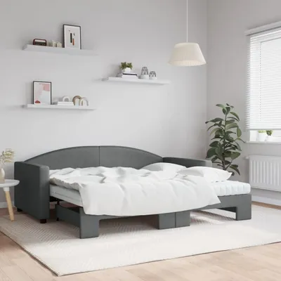 Image de Maison Exclusive - Canapé-lit convertible avec matelas, gris foncé, 90 x 190 cm, tissu