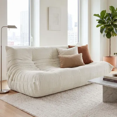 Zdjęcie produktu dla Sofa 3-osobowe HWC-R34, sofa 3-osobowa, sofa do wypoczynku, obita tkaniną, kolor: kremowy. Materiał: tkanina (300g/m²), wymiary: 175 cm