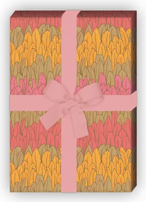 Produktbild von Trendiges Streifen Geschenkpapier mit Federn, bunt - G10105, 32 x 48cm