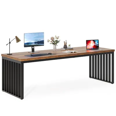 Produktbild von Tribesigns 180 cm Schreibtisch, großer Computertisch PC Tisch Bürotisch mit robustem Metallgestell, Arbeitsstation für Home Office, Braun (ohne Stuhl)