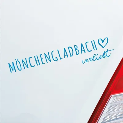 Produktbild von Auto Aufkleber Mönchengladbach verliebt Herz Stadt Heimat Liebe Car 19x4 cm Hellblau Sticker Heckscheibenaufkleber