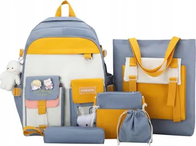 Produktbild von Schulrucksack Jugend Schulranzen Set 5 in 1 Federmäppchen Tasche Beutel Groß