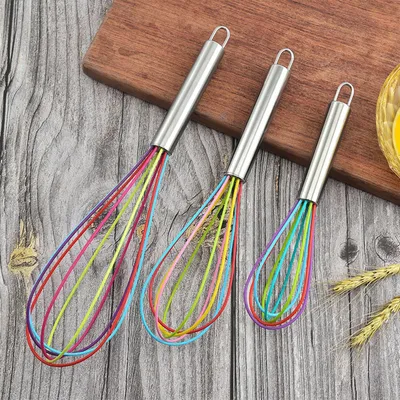 Produktbild von 3 Stück Bunt Schneebesen Silikon 3 Größen Silikon Schneebesen 20.4cm, 25.3cm, 29.6cm Kitchen Rührbesen Whisk, Schneebesen für Mischen, Eiern, Schlagen, Aufschäumen und Rühren