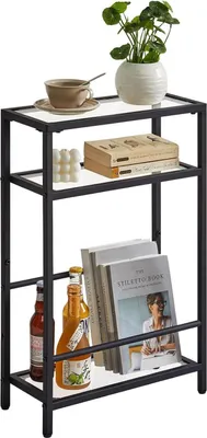 Produktbild von Beistelltisch mit Zeitschriftenhalter, 3 Etagen, schwarz, Wohnzimmer, Schlafzimmer