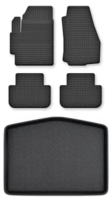 Productafbeelding van Rubberen automatten + kofferbakmat voor Ford C-MAX MK2 2010-2019 – 5-delig, zwart, op maat – Wielganizator Semi-Universal