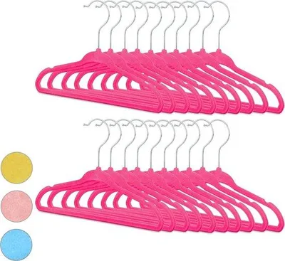 Produktbild von Famanu Kinderkleiderbügel Set - Fluwel, 20 Stück, Rosa, 18x28x0,5 cm