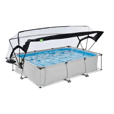 Produktbild von EXIT Soft Grey Rahmenpool 300x200x65cm, Aufstellpool, mit Filterpumpe & Überdachung, Rechteckig, Grau