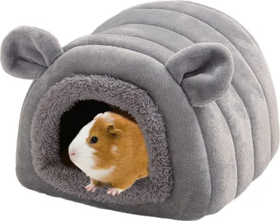 Produktbild von Kuschelsack Meerschweinchen Höhle Waschbar Kaninchen Kuschelhöhle Kuschelig Winter Gemütliches Kleintier Betten Fürgrau