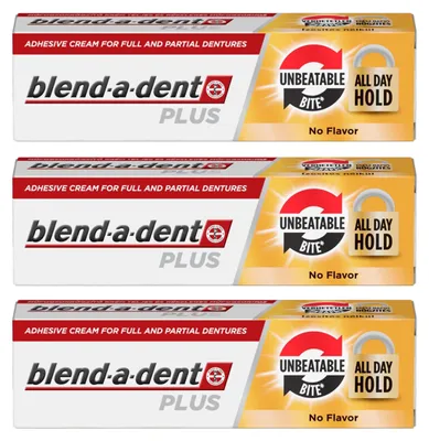 Produktbild von Blend-a-dent - Prothesenkleber Plus - 3er Pack - Extra Starker Halt - Geschmacklos