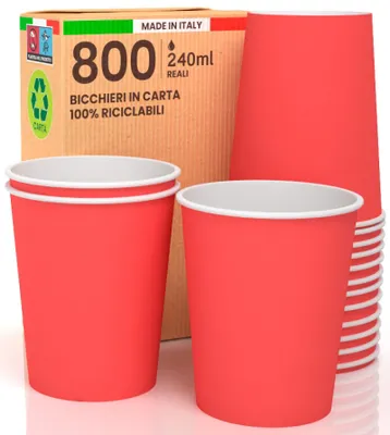 Obrázok produktu pre Elzusha – 800 kusov papierových pohárov, objem 240 ml, biologicky odbúrateľné