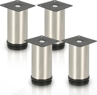 Produktbild von SWANEW 4x Möbelfuß Möbelfüsse Edelstahl Fuss Durchmesser 40 mm Höhe 150mm Schwarz Höhenverstellbar
