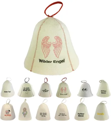 Produktbild von Saunahut aus Wollfilz (SS20-017) Saunamütze mit witzigen Motiven, Filz Kopfschutz Saunakappe Filzkappe Mütze Filzhut Kappe Sauna Hut