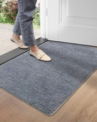 Produktbild von DigiRigi® Schmutzfangmatte – rutschfeste Türmatte für innen & außen, saugfähig & waschbar, Eingangsläufer 80 x 120 cm, Grau-Blau