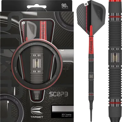 Produktbild von Target Darts Scope Soft Tip Dartpfeile 20G Barrel 10, 90% Wolfram, Schwarz-Rot