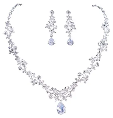 Imagen del producto de Conjunto de joyería para novias, que incluye collar y pendientes