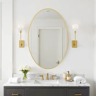 Ovale Wandspiegel 61x91 cm Gold Aluminiumrahmen