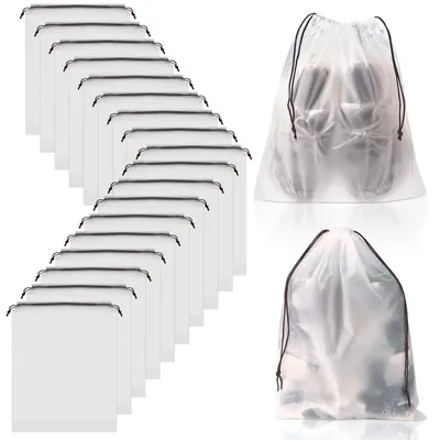 Immagine prodotto di Solidchoice - Sacchetti trasparenti per scarpe con coulisse, confezione da 20 pezzi