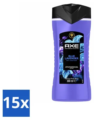 Imagen del producto de 15 unidades de gel de ducha AXE Blue Lavender, 300 ml cada uno. Paquete económico