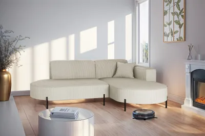 Produktbild von Ecksofa Designersofa VALENCIA XS in Stoff Scala Sand Ottomane Rechts