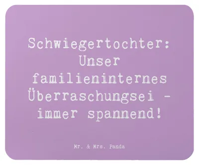 Produktbild von Mr. & Mrs. Panda Mousepad Spruch Überraschungs-Schwiegertochter - Lavendeltraum - Geschenk, Humor, Familie, Schwiegereltern, Mouse Pad, einzigartige Designs, Geschenke