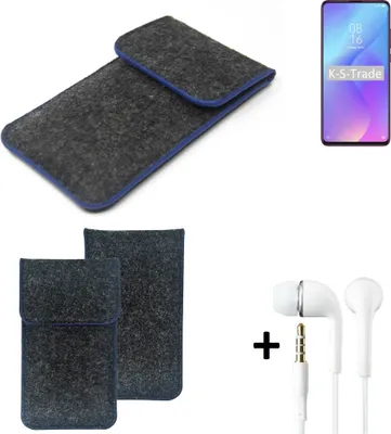 Produktbild von K-S-Trade Handy Schutz Hülle kompatibel mit Xiaomi Mi 9T Schutzhülle Handyhülle Filztasche Pouch Tasche Case Sleeve Filzhülle dunkelgrau, blauer