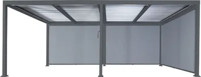 Produktbild von Alu Pergola MCW-L41 mit 3x Seitenwand, Lamellen-Pavillon, stabiles 8cm-Metall-Gestell 3x6m anthrazit