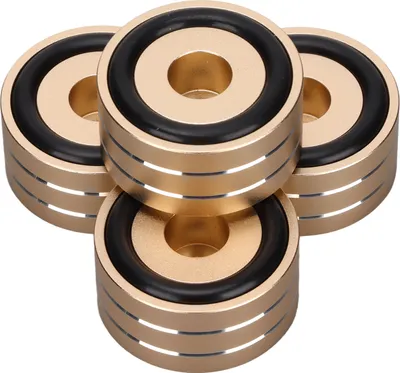 Imagen del producto de 4 unidades de soportes tipo "spike" para aislamiento de altavoces SP4010, mejoran la claridad del sonido y la reproducción de graves, absorben vibraciones, ideales para DACs, altavoces, amplificadores y equipos de medición