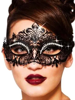 Zdjęcie produktu dla Maska wenecka maskaradowa czarna rhinestone dla kobiet na bal