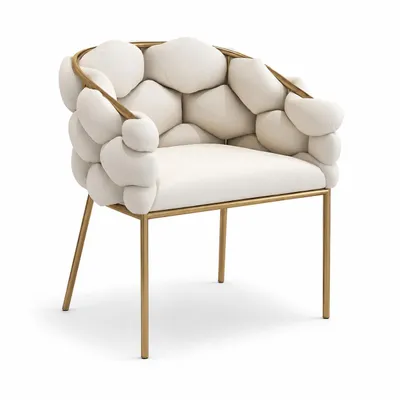 Produktbild von Esszimmerstuhl Polsterstuhl Küchenstuhl Schminkstuhl mit Samtbezug, Armlehnstuhl Esszimmerstühle Bürostuhl Freizeitstuhl Besucherstuhl bis 100kg Beige