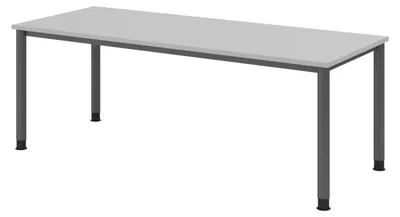 Produktbild von bümö Schreibtisch Serie-H - Gestell: Graphit, Nachbildung: Grau, Größe:  200 x 80 cm