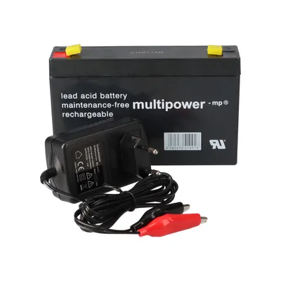 Produktbild von Set - Bleiakku und Ladegerät - 6V 7Ah Multipower Akku 0,6A Lader