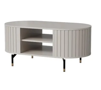 Produktbild von Couchtisch ZAVEN I, Wohnzimmertisch mit Ablagefächern, Moderner Sofatisch mit Stauraum, Design Couchtisch für Wohnzimmer, Goldene Details, Kaschmir